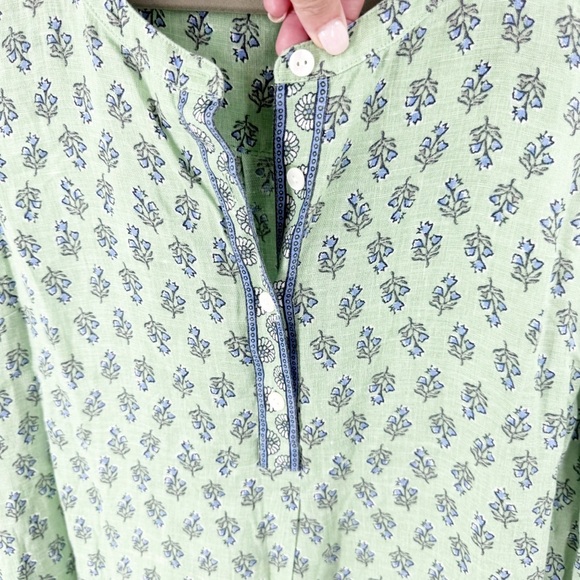 ✅ J.Jill 100% Linen Women's Size Medium Green Floral Linen Button Down Top - Picture 3 of 6